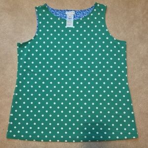 Susan Graver Green and Blue Polka Dot Reversable Tank Top